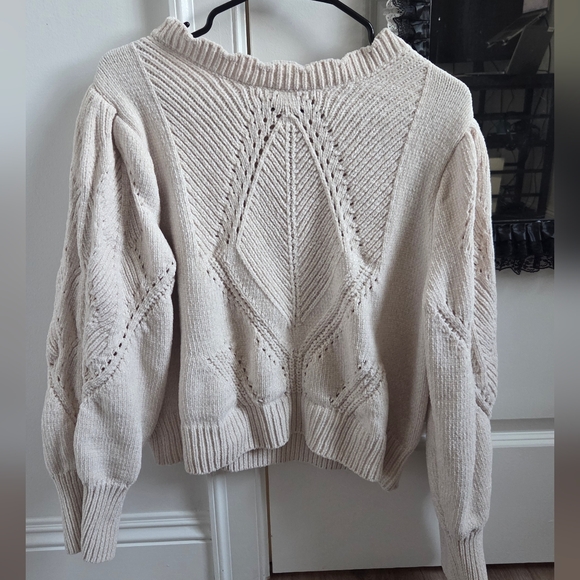 Cynthia Rowley Sweaters - Cynthia Rowley Cream Knit Puff-Sleeve Sweater